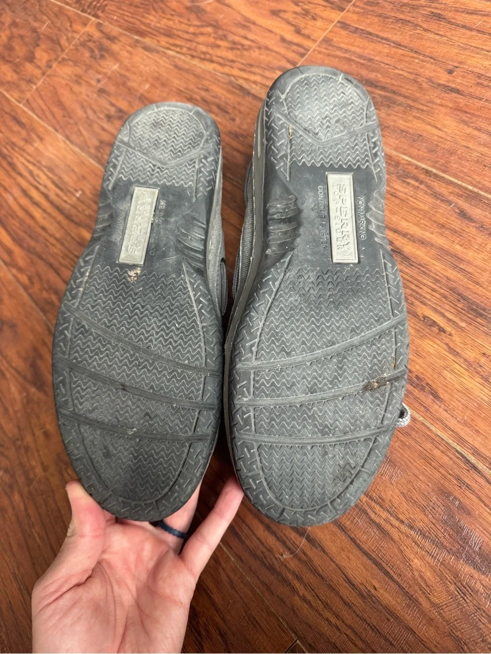 Sperry Men's Leather Boat Shoes in Gray with Contrast Inner Trim